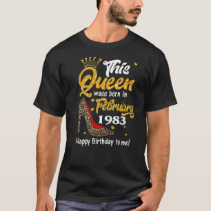 Leopard This Queen Was Born In February 1983 40th T-Shirt