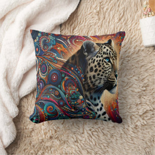 Leopard Thrill: Bold Branch and Birds Throw Pillow