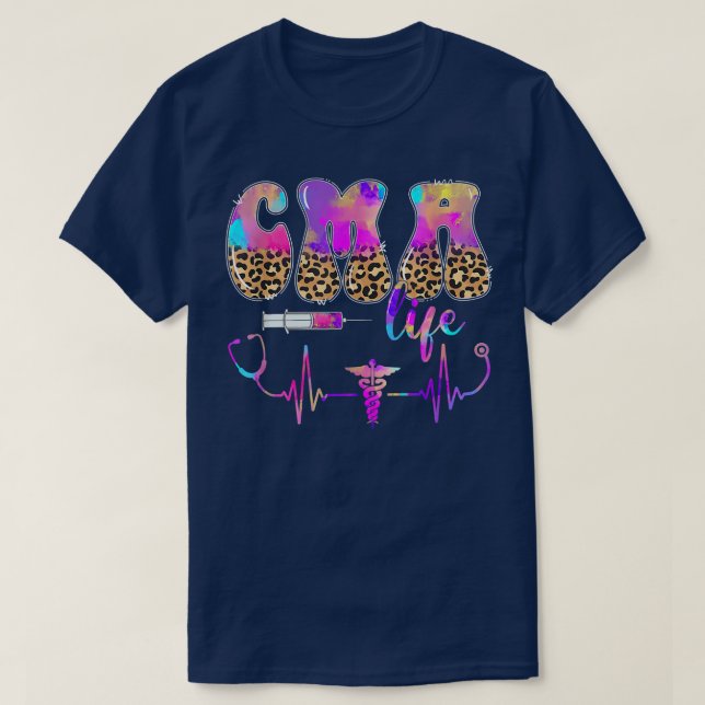 Leopard Tie Dye CMA Nurse Stethoscope Nurse Week  T-Shirt (Design Front)