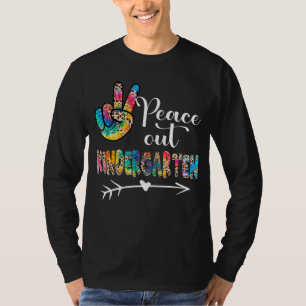 Leopard Tie Dye Peace Out Kindergarten Happy Last  T-Shirt