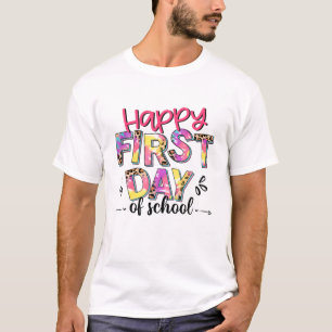 Leopard Tie Dyed Happy First Day Of School Teacher T-Shirt