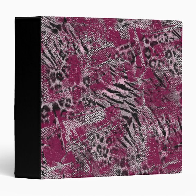 Leopard tiger grey maroon spotted binder (Front/Spine)