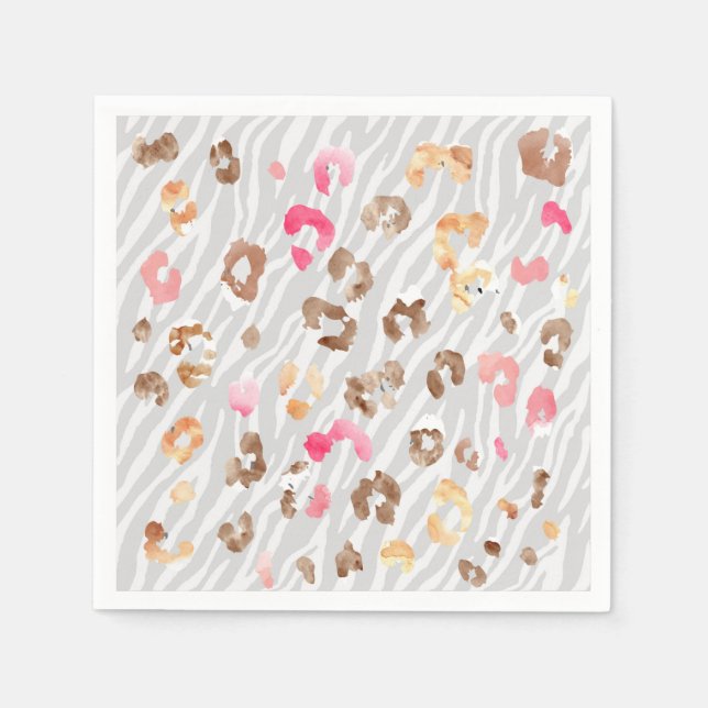 Leopard Tiger Grey Napkins (Front)