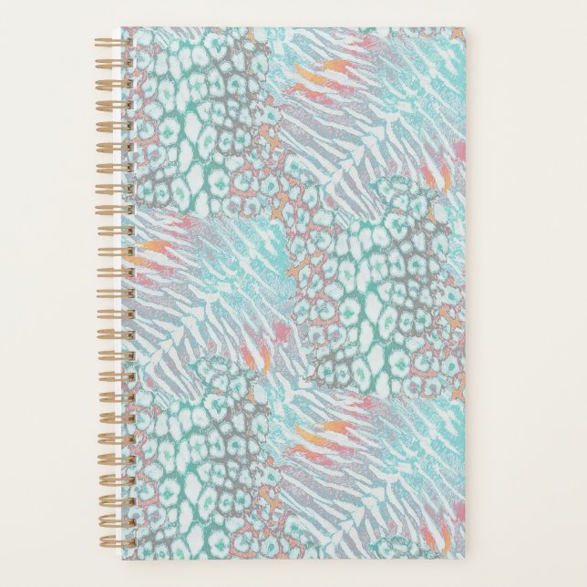 Leopard ,tiger, skin, spotted, striped, Turquoise, Planner (Front)
