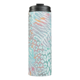 Leopard ,tiger, skin, spotted, striped, Turquoise, Thermal Tumbler