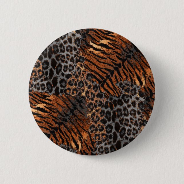 Leopard tiger skin trendy 2 inch round button (Front)