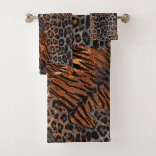 Leopard tiger skin trendy bath towel set
