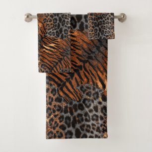 Leopard tiger skin trendy bath towel set