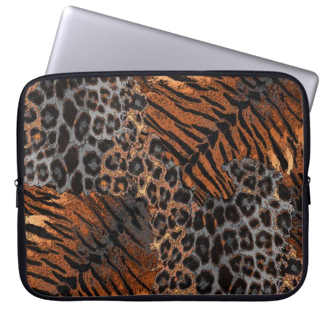 Leopard tiger skin trendy laptop sleeve (Front)