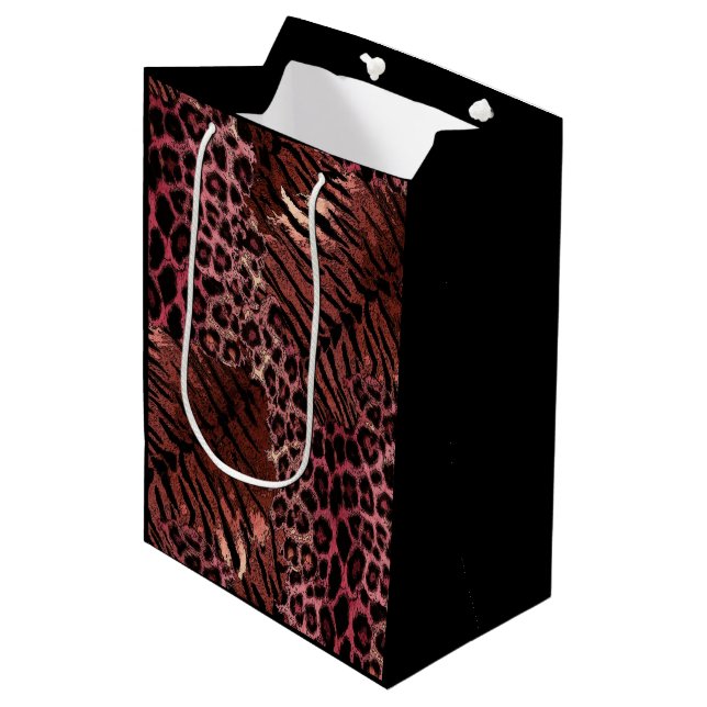 Leopard tiger skin trendy medium gift bag (Front Angled)