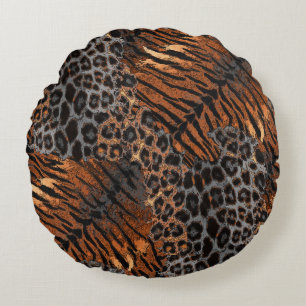 Leopard tiger skin trendy round pillow