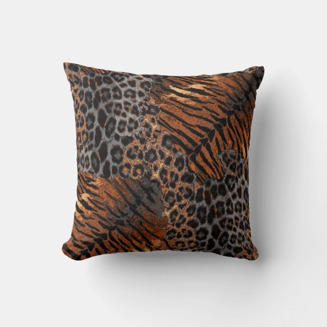 Leopard tiger skin trendy throw pillow (Front)