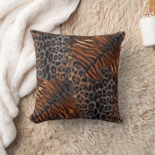 Leopard tiger skin trendy throw pillow (Blanket)
