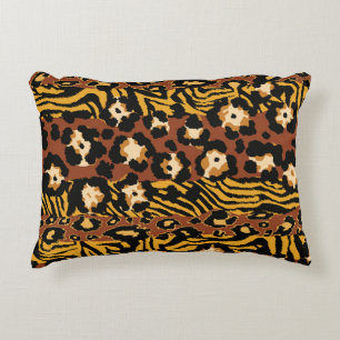 Leopard, tiger skins, wild pattern. accent pillow