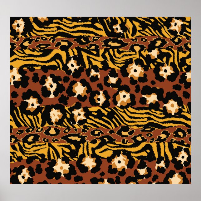 Leopard, tiger skins, wild pattern. poster (Front)