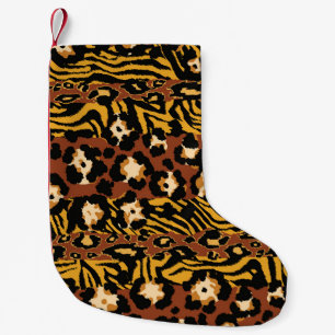 Leopard, tiger skins, wild pattern. small christmas stocking