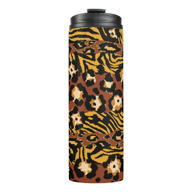 Leopard, tiger skins, wild pattern. thermal tumbler (Front)