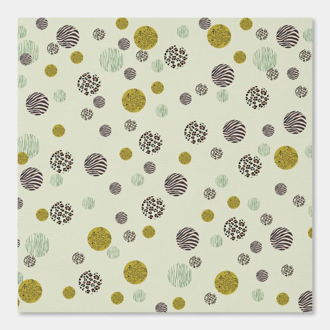 Leopard Tiger Zebra Print Circles on Ivory Wallpaper (Front)