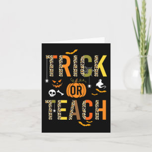 Leopard Trick Or Teach Halloween School Fall Autum Card