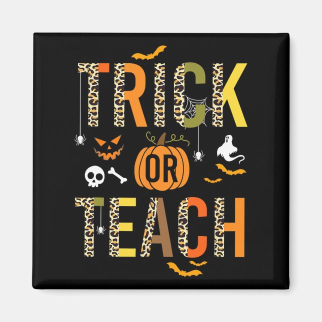 Leopard Trick Or Teach Halloween School Fall Autum Magnet (Front)