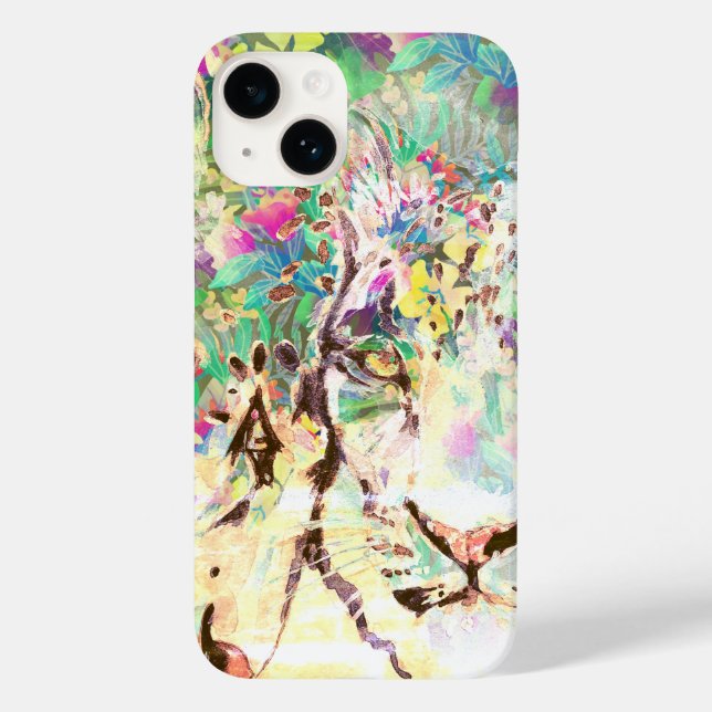  Leopard tropical floral Hawaiian pastel abstract  Case-Mate iPhone Case (Back)