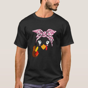 Leopard Turkey Face Peace Hand Sign Thanksgiving K T-Shirt