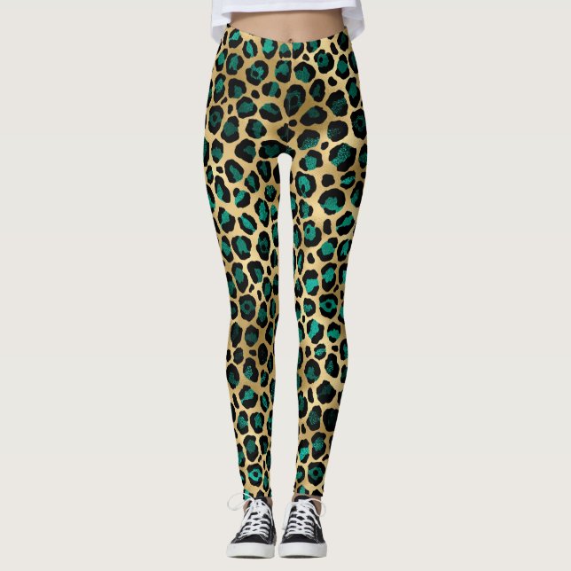 Leopard turquoise leggings (Front)