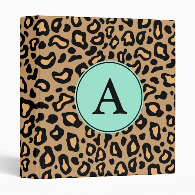Leopard Turquoise Monogram Binder (Front/Spine)