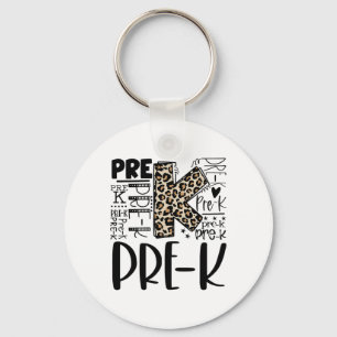 Leopard Typography Prek Ck To School Teacher Kids Keychain