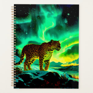 Leopard Under The Aurora Borealis Planner