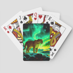 Leopard Under The Aurora Borealis  Playing Cards