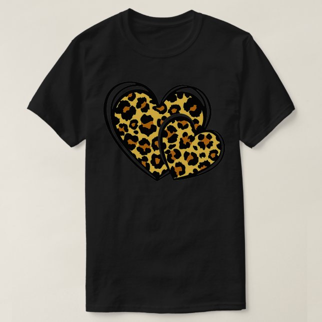 Leopard Valentine Day Cheetah Graphic Hearts Premi T-Shirt (Design Front)