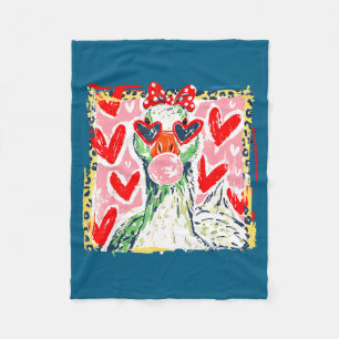 Leopard Valentine's Day Goose Funny Cute Goose Hun Fleece Blanket