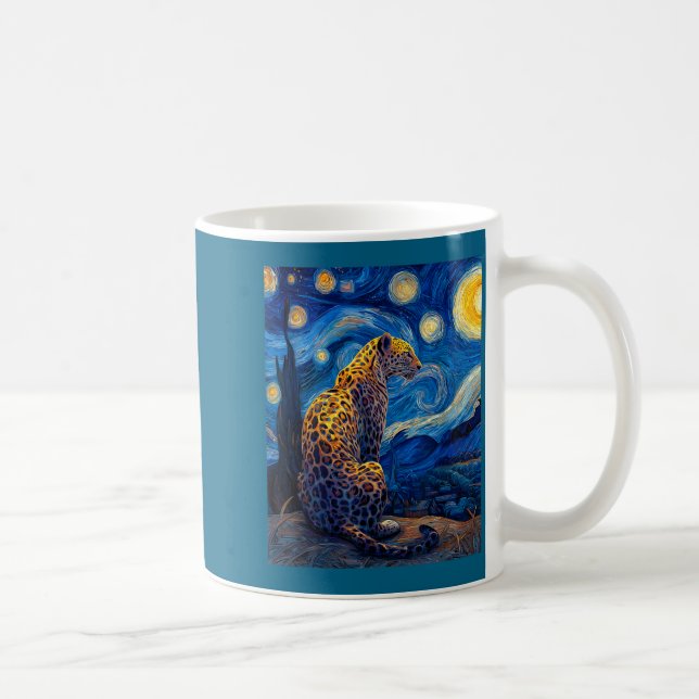 Leopard - Van Gogh Style Starry Night Funny Graphi Coffee Mug (Right)