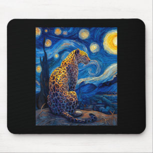 Leopard - Van Gogh Style Starry Night Funny Graphi Mouse Pad