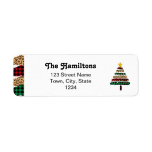 Leopard vert et rouge Plaid Thème Christmas Tree L