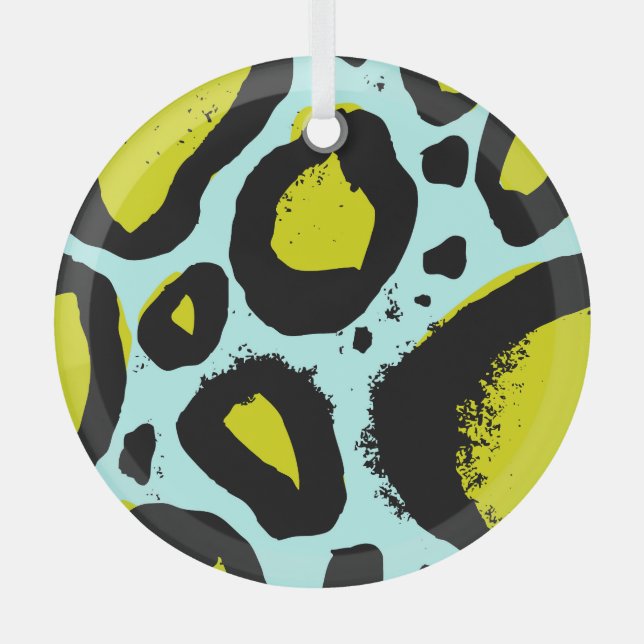 Leopard Vibrance: Colourful Wild Textures. Glass Ornament (Front)