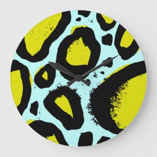 Leopard Vibrance: Colourful Wild Textures. Large Clock