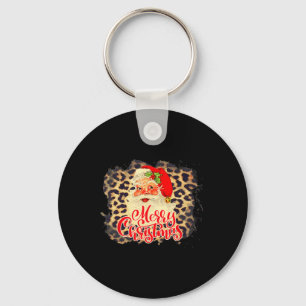 Leopard Vintage Santa Merry Christmas Santa Claus  Keychain