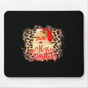 Leopard Vintage Santa Merry Christmas Santa Claus Mouse Pad