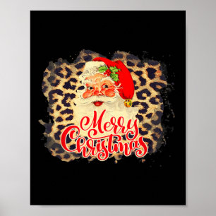 Leopard Vintage Santa Merry Christmas Santa Claus  Poster