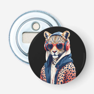 Leopard Wearing Hoodie Funny Cool Animal Character Bottle Opener