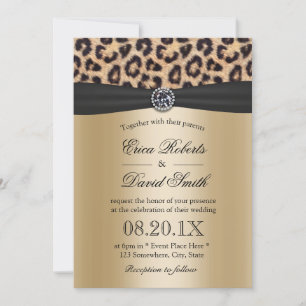 Leopard Wedding Luxury Black & Gold Invitation
