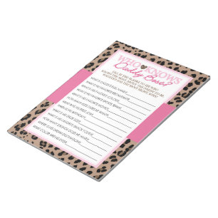 Leopard Who Knows Daddy Best Baby Shower Game Pack Notepad