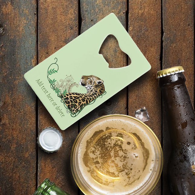 Leopard Wild Cat Green Henna Credit Card Bottle Opener (Creator Uploaded)