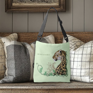 Leopard Wild Cat Green Henna Crossbody Bag