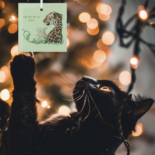 Leopard Wild Cat Green Henna Glass Ornament