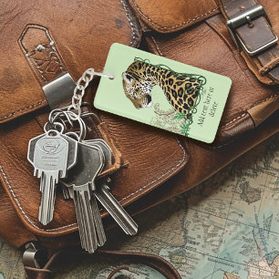 Leopard Wild Cat Green Henna Keychain