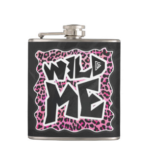 Leopard Wild Me Black and Hot Pink Design Hip Flask
