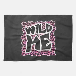 Leopard Wild Me Black and Hot Pink Design Kitchen Towel